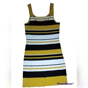 Striped Rib Knit Bodycon Dress, Medium, NWOT